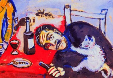 Hombre en la mesa contemporáneo Marc Chagall Pinturas al óleo